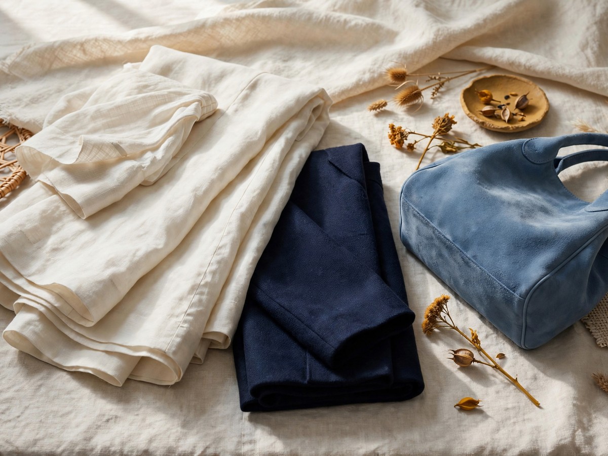 An ivory garment beside a navy layer