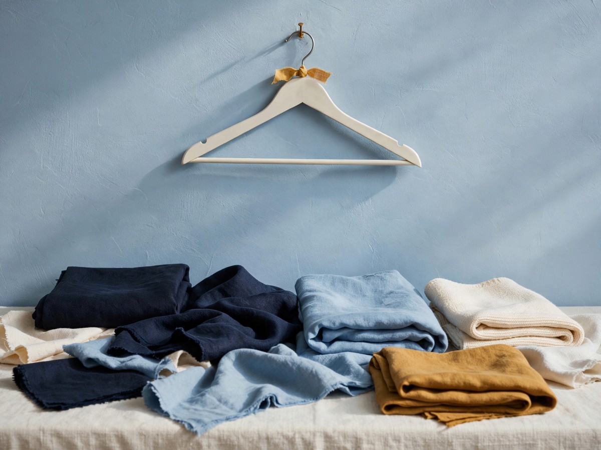 A single ivory hanger above soft textiles